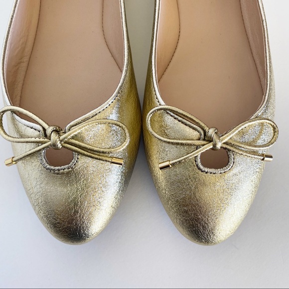 •STUART WEITZMAN• Gabby Gold Leather Ballet Flats - Picture 6 of 16